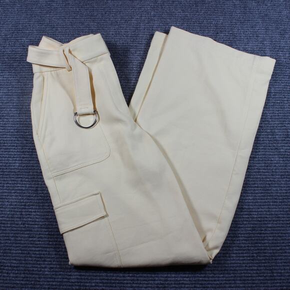 Express Cargo Wide Leg Pants Women’s 4R – Belted Trousers NWT $98 Butter Yellow - Picture 1 of 9